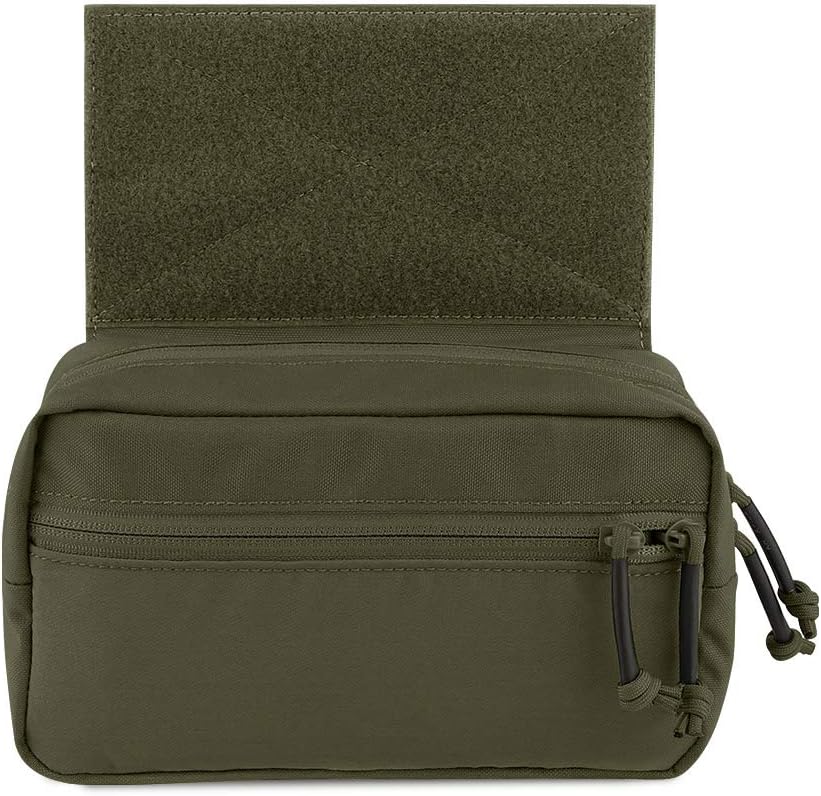 KRYDEX Tactical Drop Pouch Sub Abdominal Carrying Kit Bag Fanny Pack with Hook and Loop Panel for Tactical Vest Chest Rig (Ranger Green)