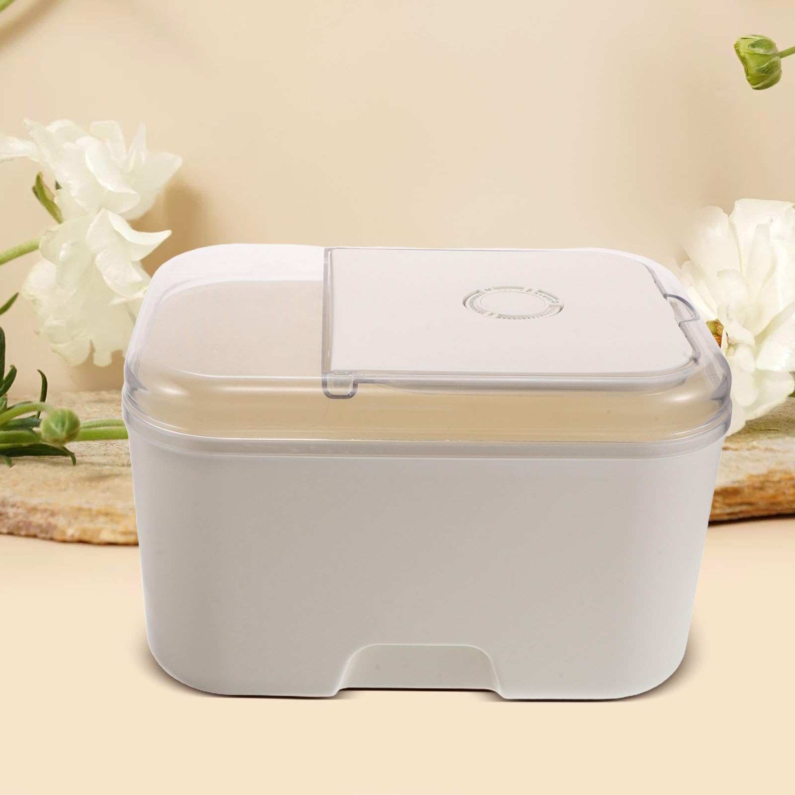 Amosfun Contenedor de Almacenamiento de Granos de 10kg con Cierre Hermético y Diseño de Plástico Beige para Organización de Despensa y Cocina Reutilizable