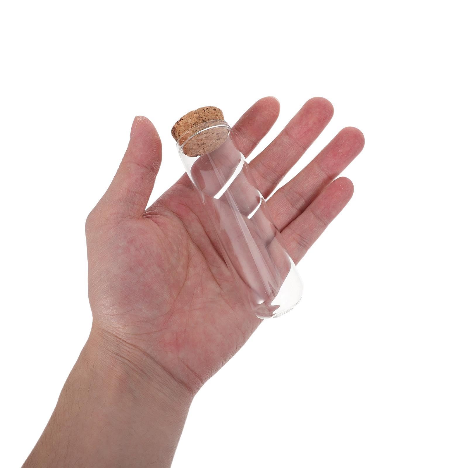 Mipcase 50 szt. szklanych probówek, 50 ml, przezroczyste, okrągłodenne probówki z korkami do rozmnażania roślin, eksperymentów naukowych, przechowywania soli do kąpieli i słodyczy