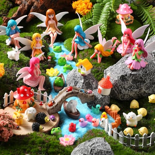 Seenelling 150 Pcs Fairy Garden Accessories Miniatures Figures Kit Micro