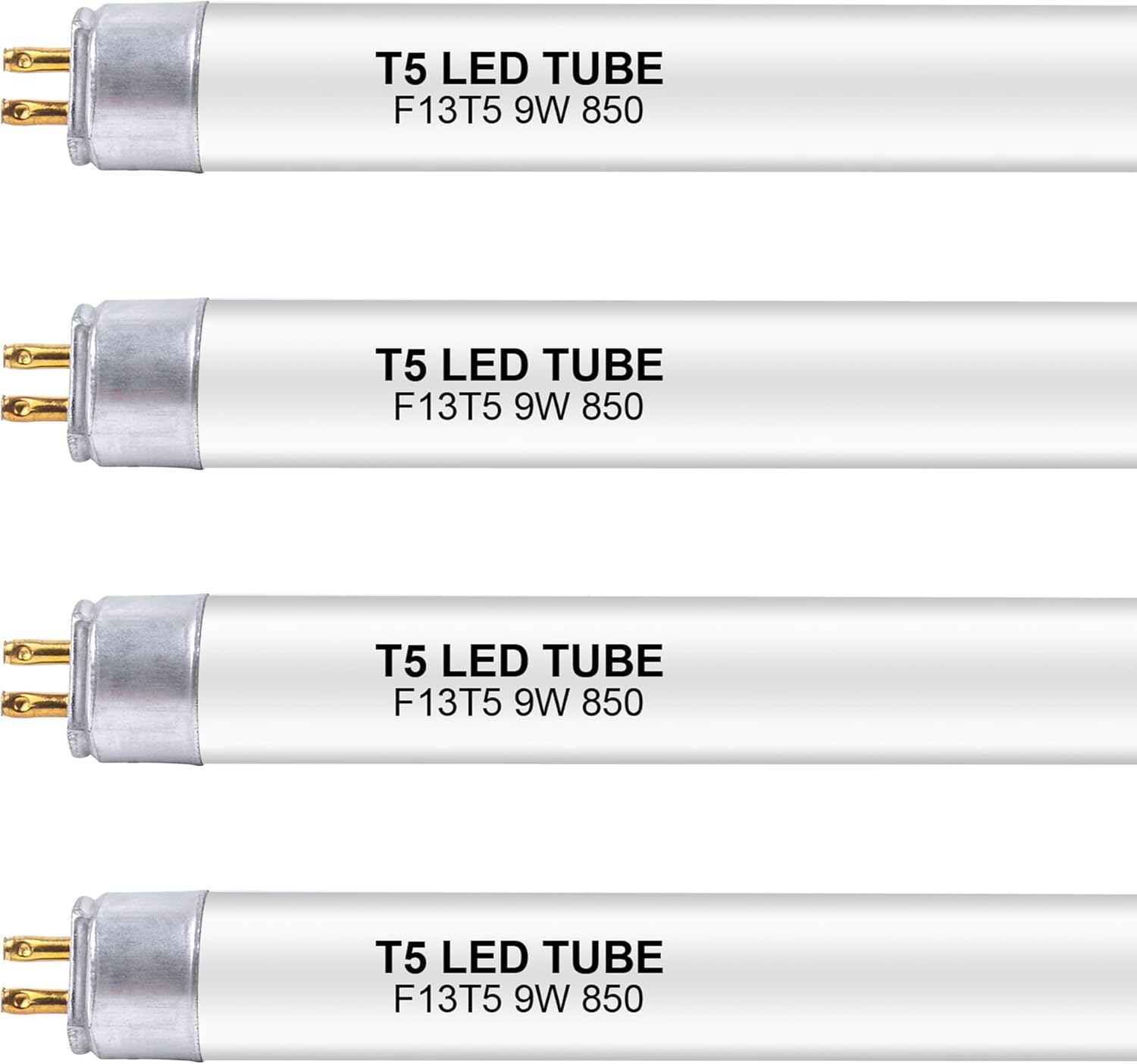 21 Inch F13T5 LED Replacement Bulbs, 5000K Daylight White, T5 LED 9 Watts Replace Fluorescent Bulb with LED, Replacement Tube for Counter and Cabinet Fixture, 4 Pack 5000k Daylight White 4 Pack