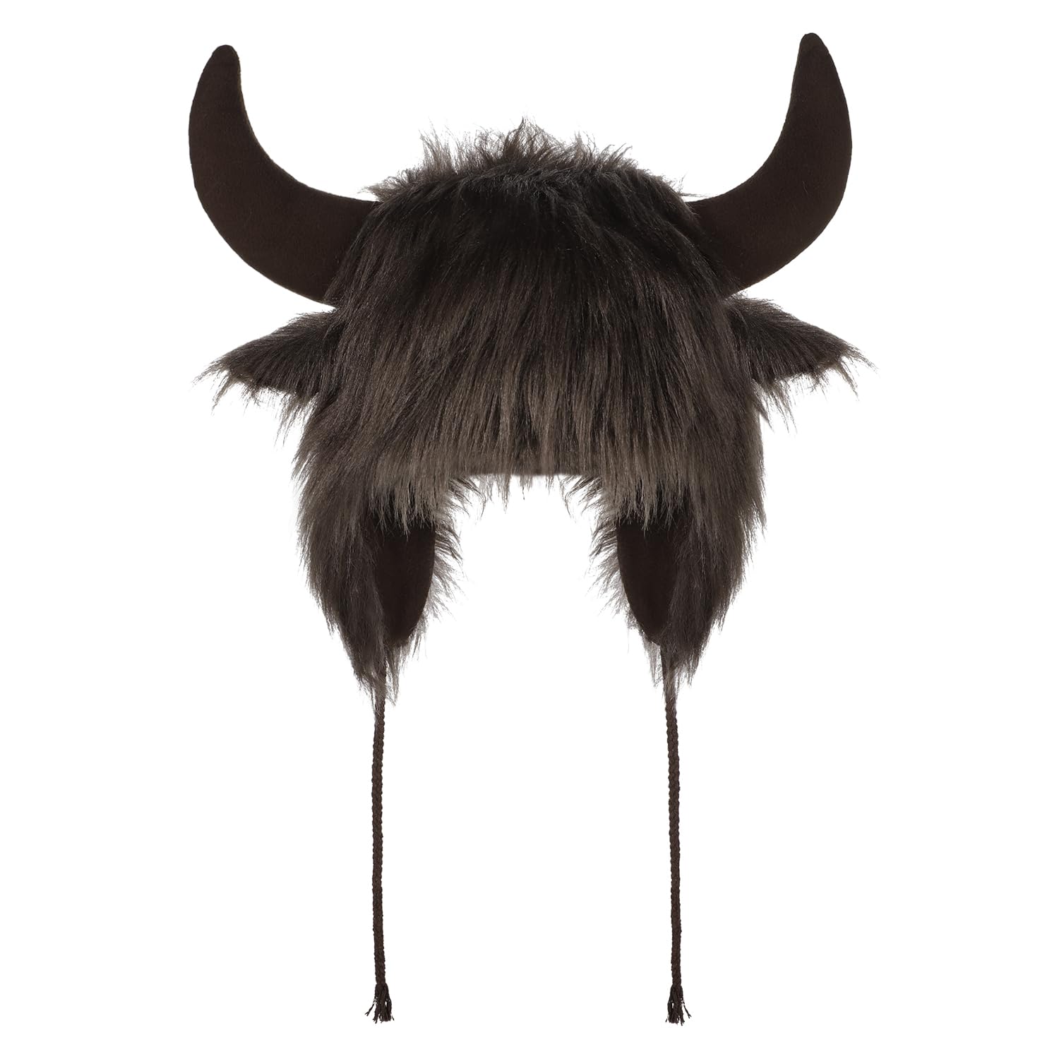 XGOPTS Faux Fur Horn Hat Winter Thermal Earflap Beanie Cap Furry Ear Warmer Trapper Hat for Men Women Creative Devil Cow Horns Cap for Halloween Party Animal Cosplay Carnival Festival