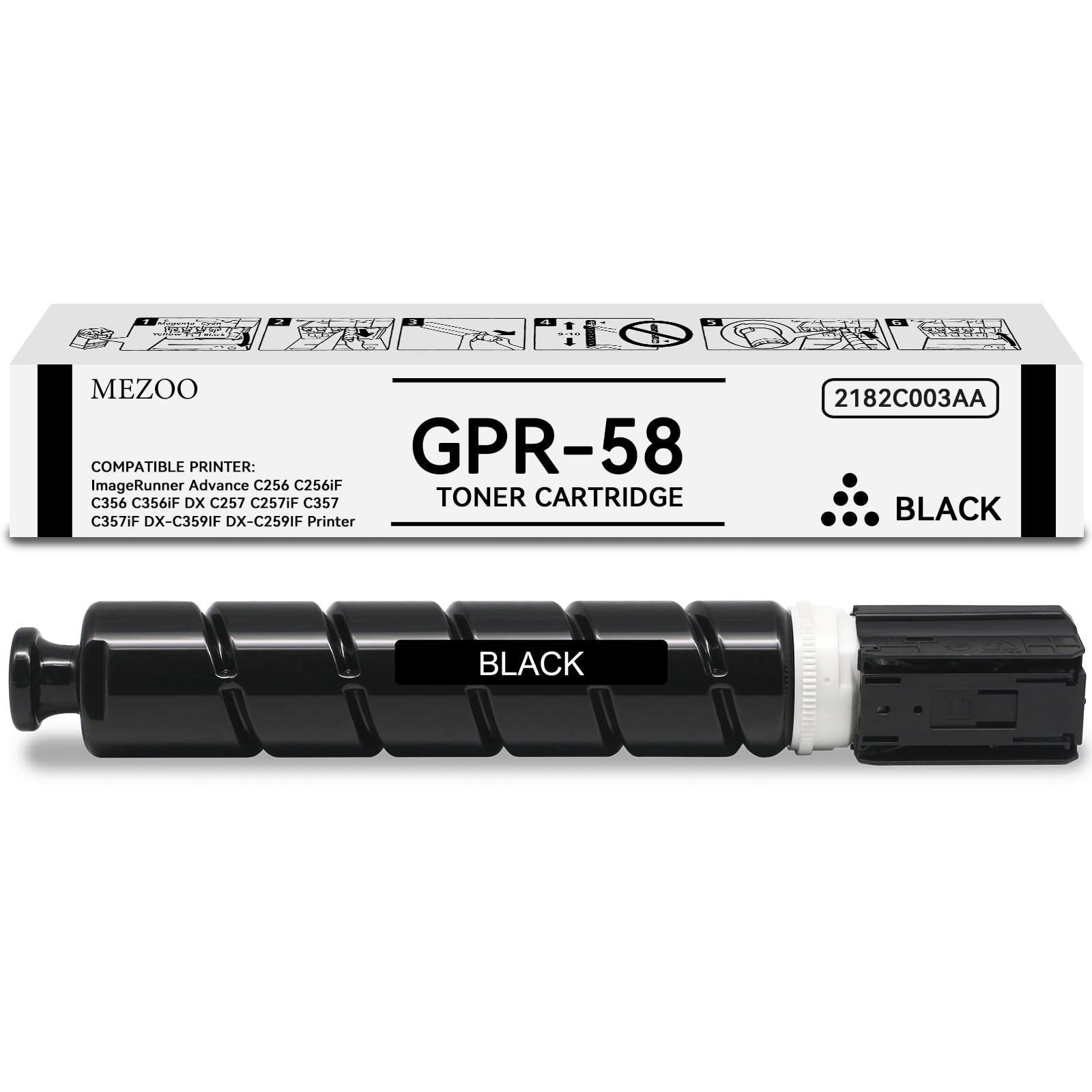 MEZOO GPR58 GPR-58 Black Toner Cartridge High Yield 2182C003AA Replacement for Canon ImageRunner Advance C256 C256iF C356 C356iF DX C257 C257iF C357 C357iF DX-C359IF DX-C259IF Printer(1-Pack,Black)