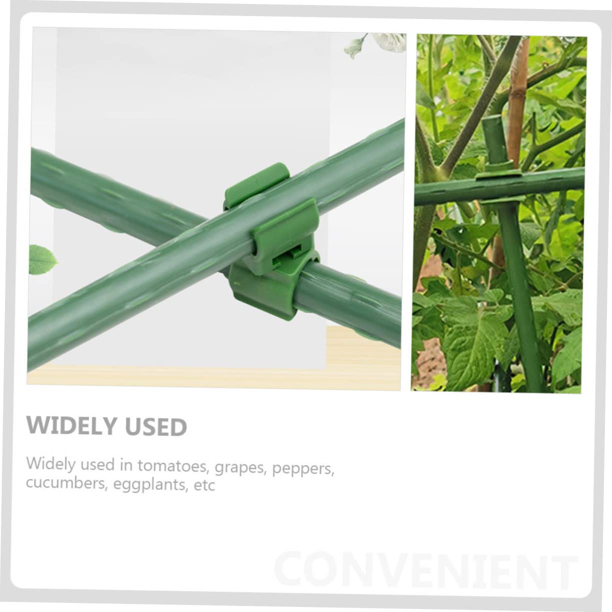 Sosoport 3 Sätze Weinstock Klettern Gitter Rankengestell Pflanzenkletterdraht Pflanzenkletterverbindung Bieger Moosstangen Haken Stake-Clip Blumen-Rattan-Schnalle Plastik Green 50 Stück * 3
