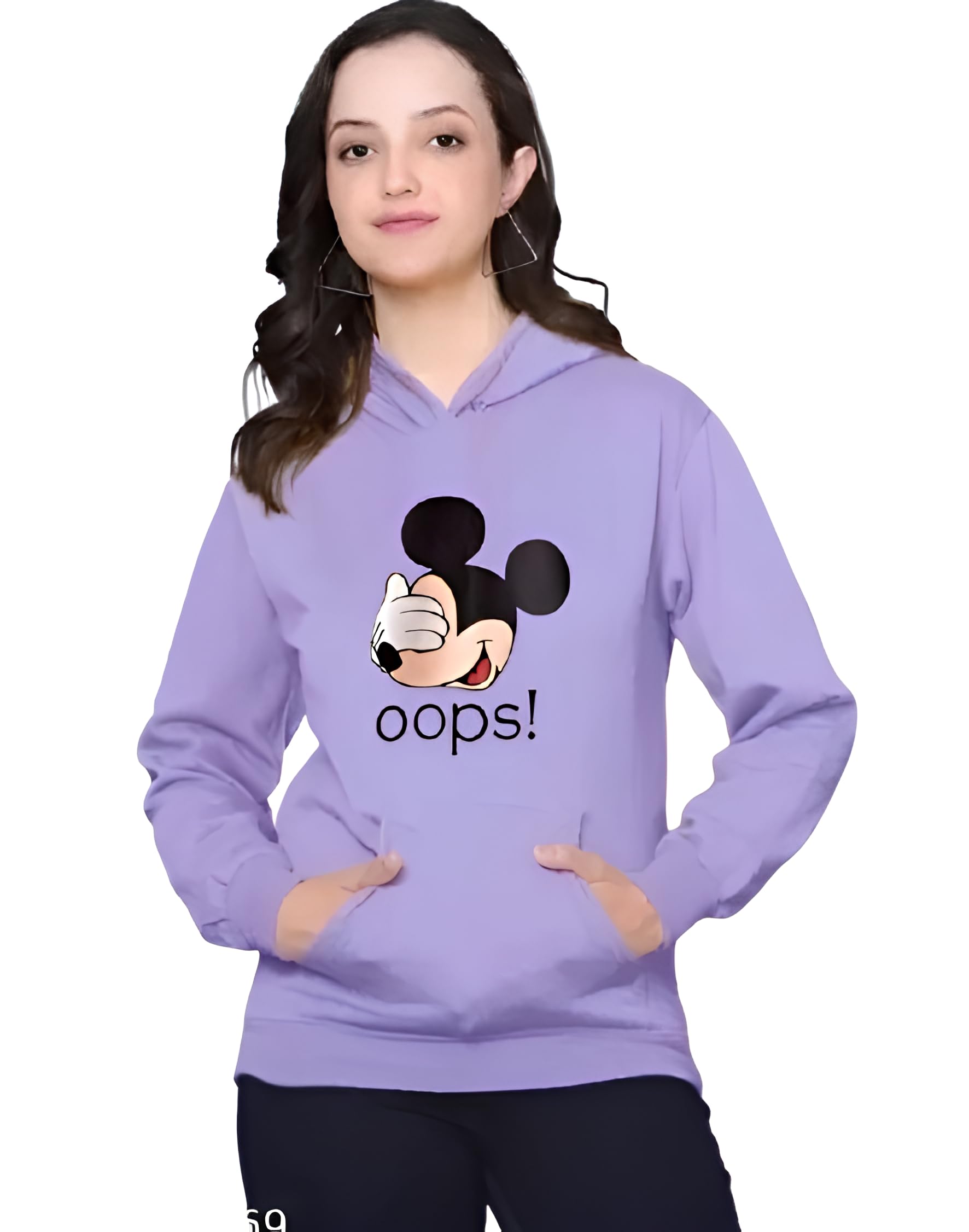 survim Comfy Long-Sleeve Hoodie with Oops! Graphic | Women's Casual Pullover with Front Pockets Lavender 14-15 yrs-picture-15