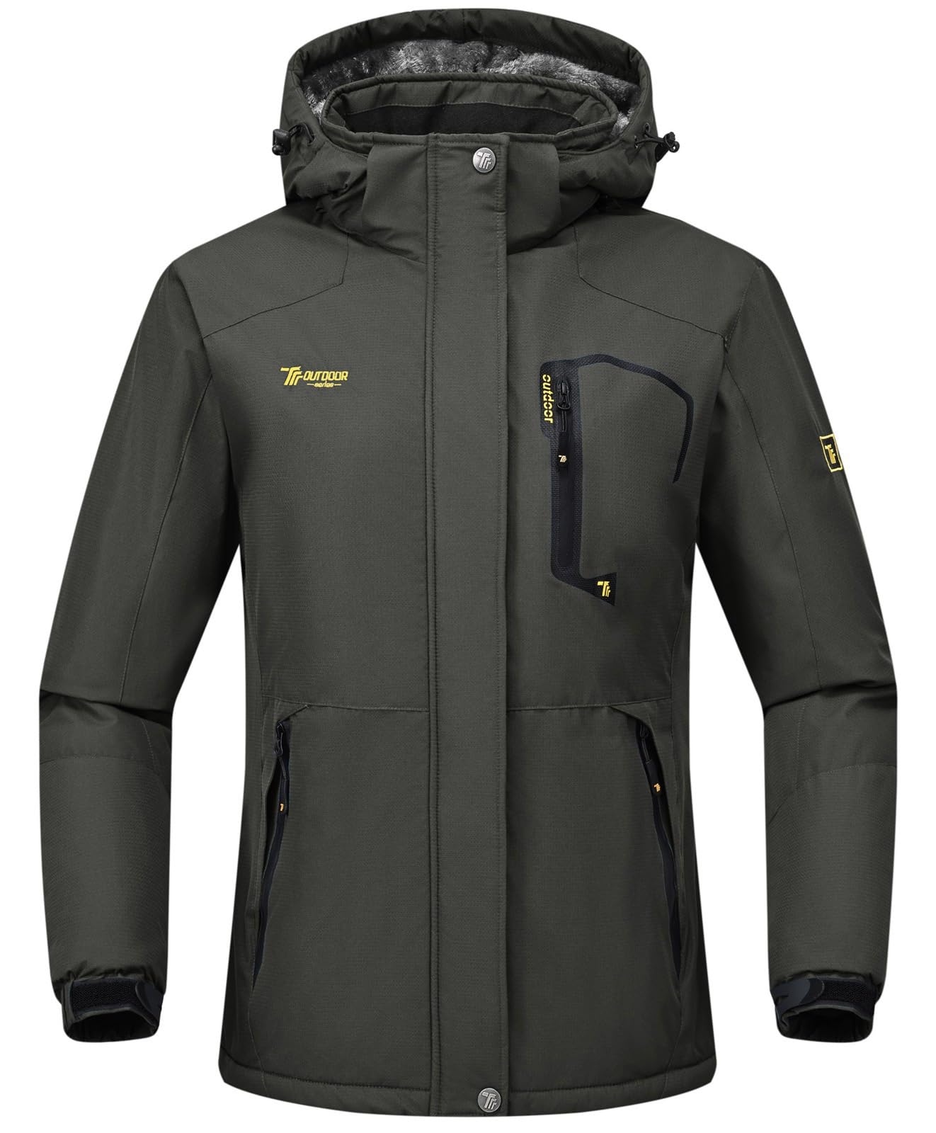 Rdruko Skijacke Damen Warme Winterjacke Gefüttert Verdickt Softshelljacke Wasserdicht Snowboardjacke Atmungsaktiv mit Abtrennbarer Kapuze