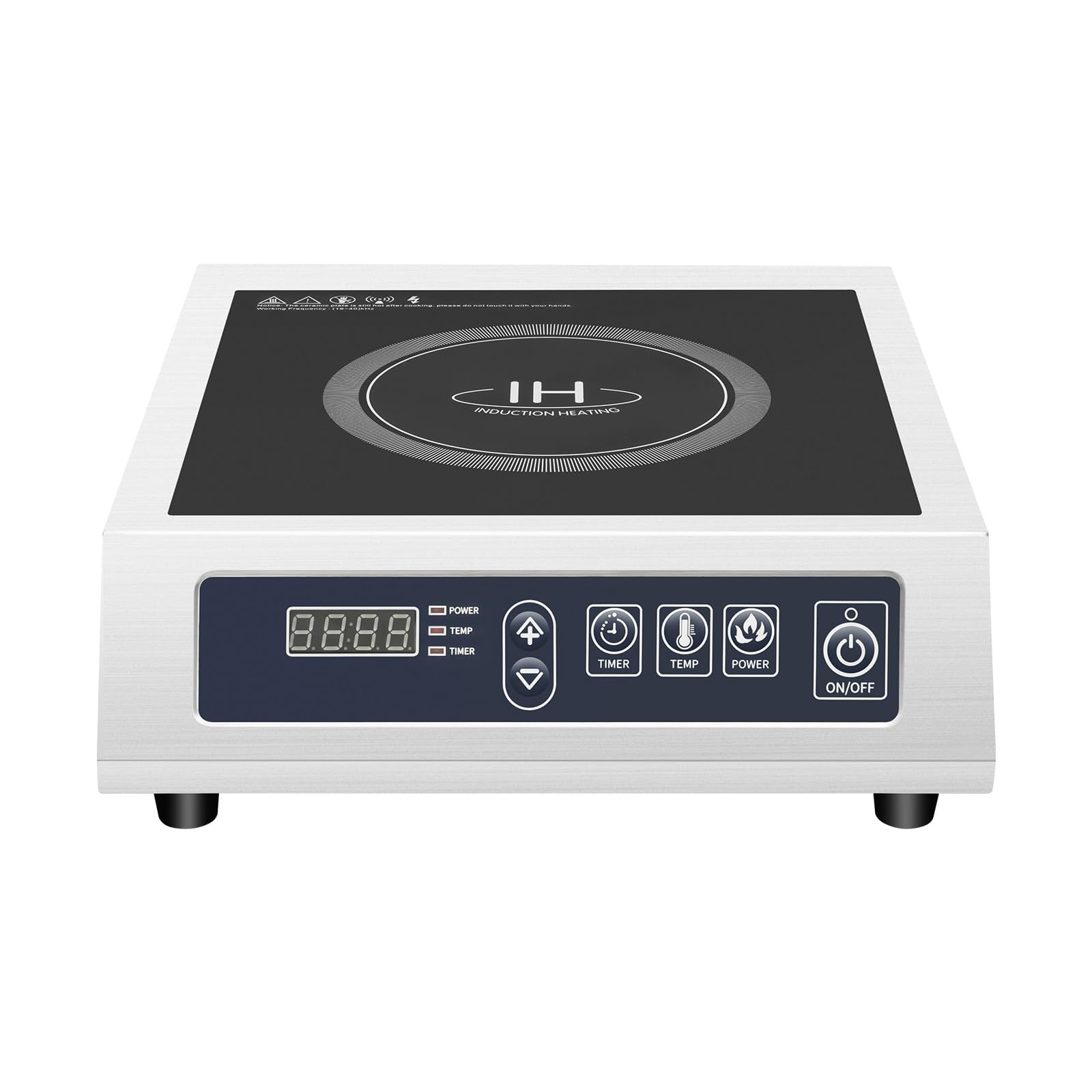 Placa de inducción profesional 3500 W (35 cm) – Cocina de inducción con pantalla digital – Toma europea de 220 V – Ajuste de potencia de 10 niveles – Ideal para restaurante