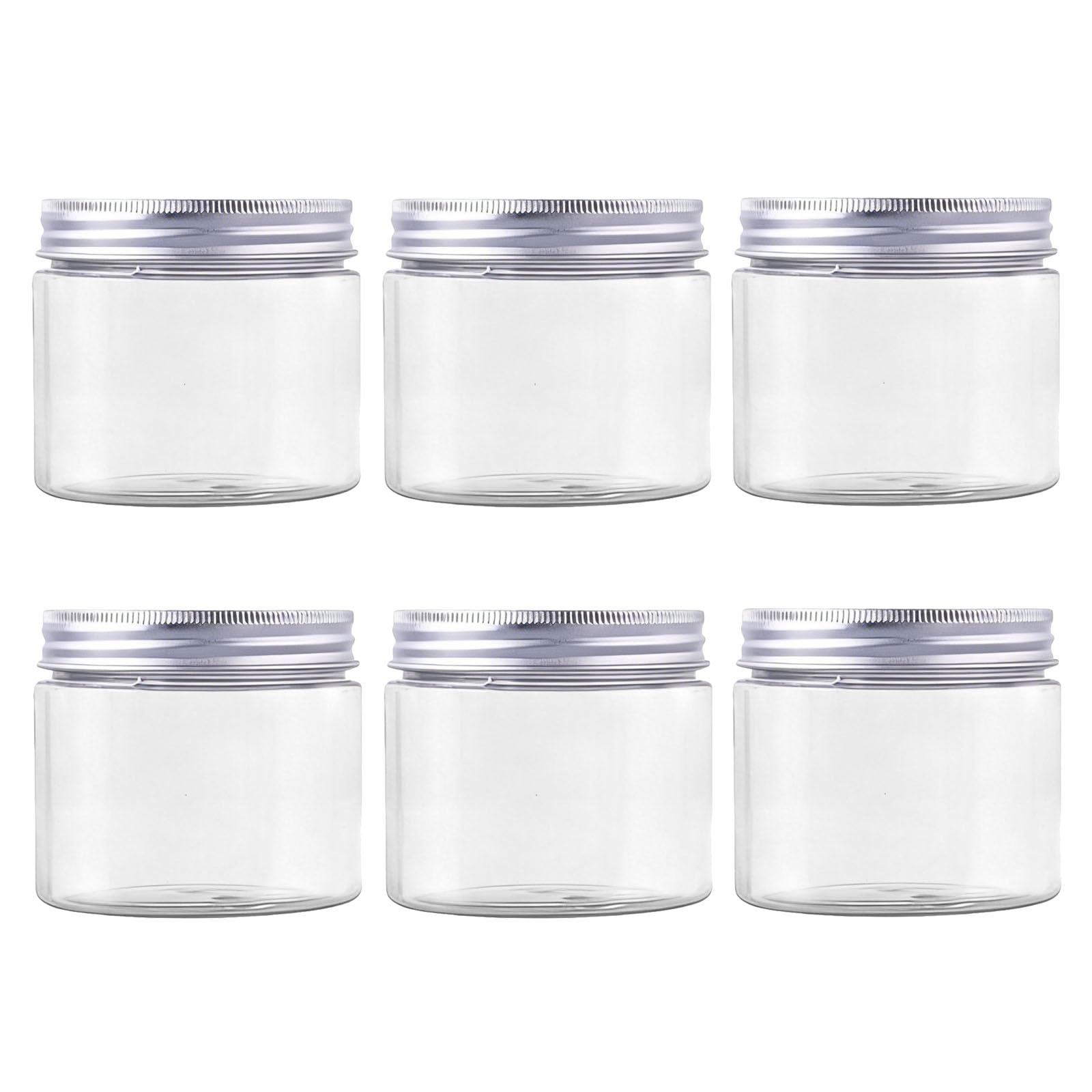 150ml / 5Oz Jars PET Plastic Empty Cosmetic Containers Jars Cases with Silver Aluminum Lid Cream Lotion Box Ointments Bottle Food Bottle Makeup Pot Jar 6 Pack (5Oz/150ml)