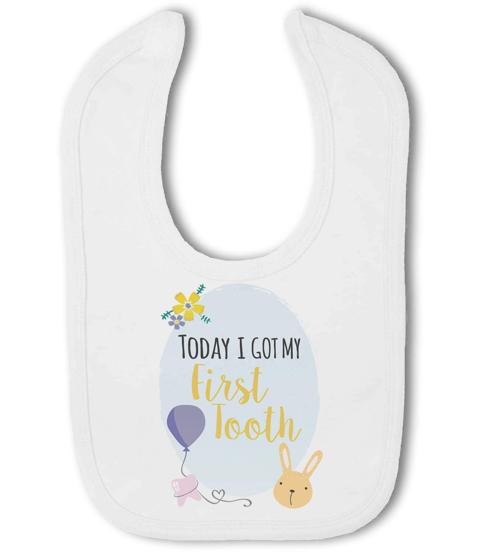 Make It Love It Sell It Men's White - Today I Got My First Tooth Milestone - Baby Hook And Loop Bib, Boy Or Girl