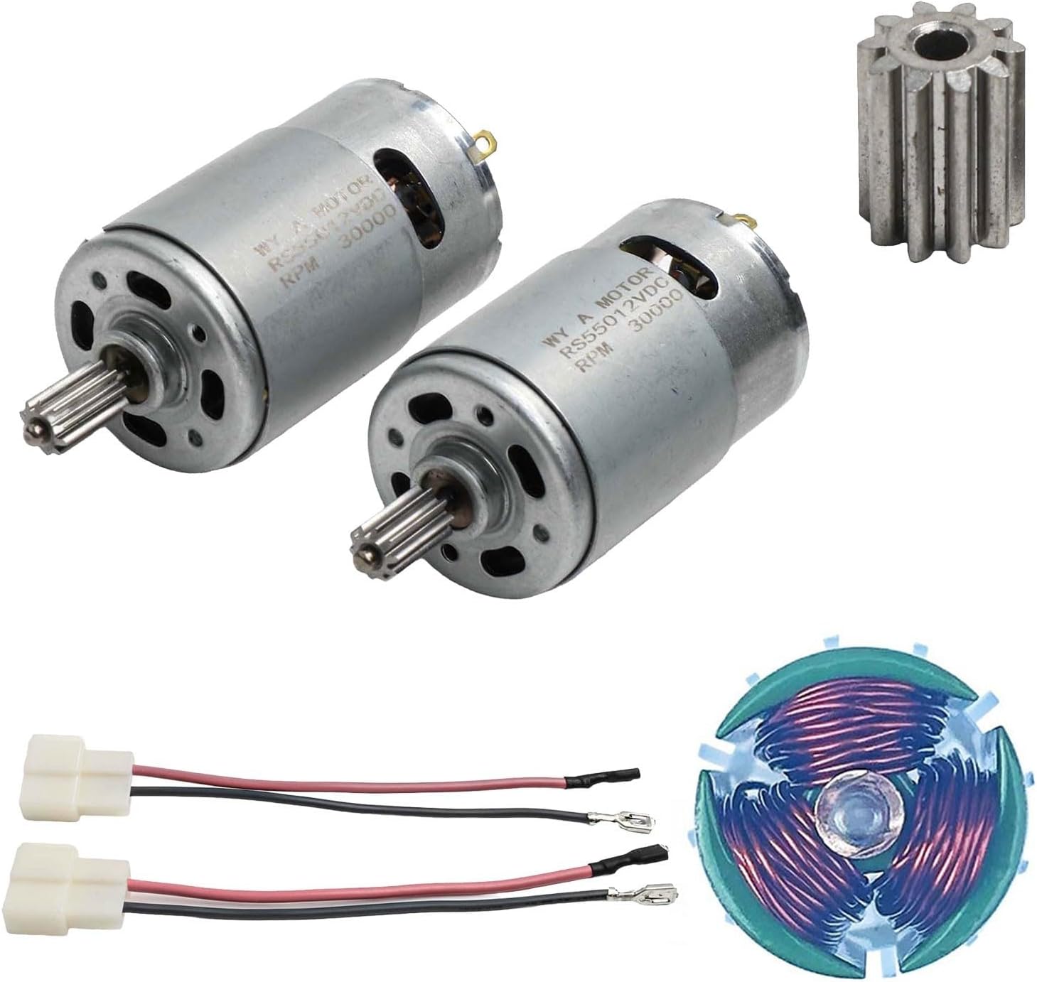 FABULETTA Set Of Two Efficient Drive Motors (For RS550) Operating On A Voltage Of Twelve Volts And Speeding To Thirty Thousand RPMs