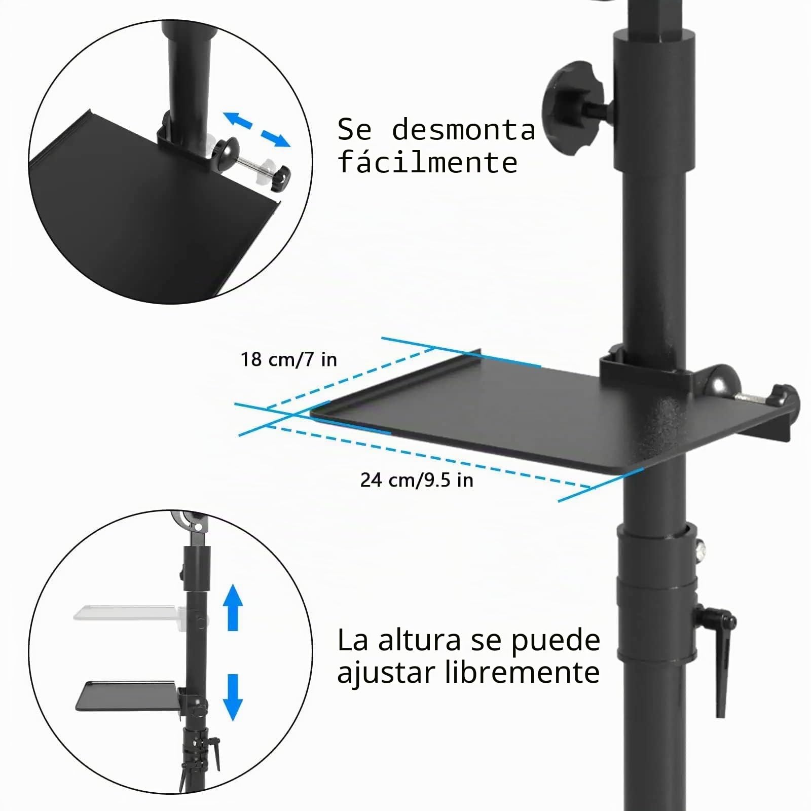 ANDNICE Soporte de reposabrazos para tatuajes - Base ajustable en H - Bandeja de cuero negro - Suministros de tatuaje incluidos - Equipo profesional de hierro resistente