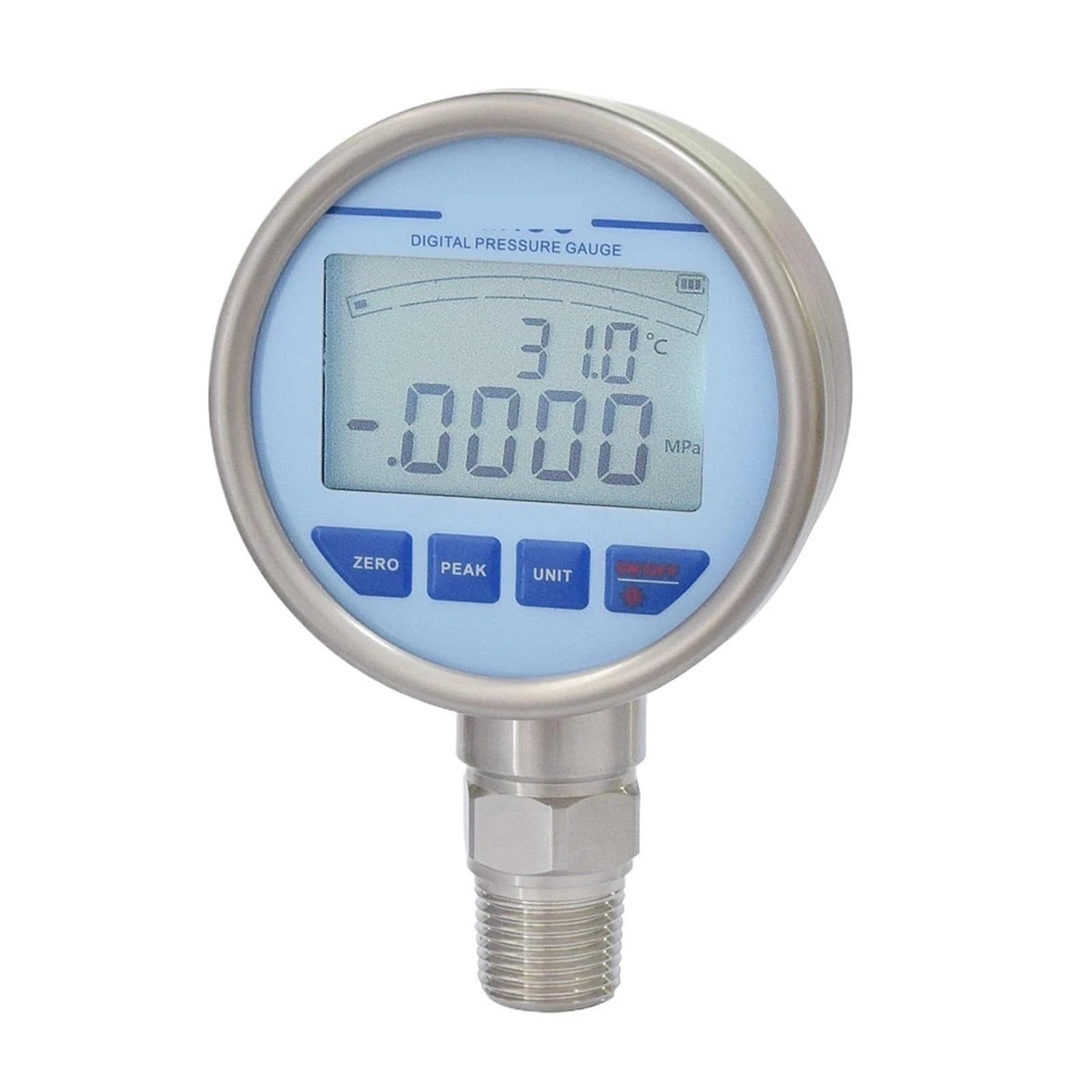 Präzisions-Digital-Manometer, 0,1% Genauigkeit mit hintergrundbeleuchtetem Display, Vakuum-Druckmessgerät(0-6 bar,G1-2)