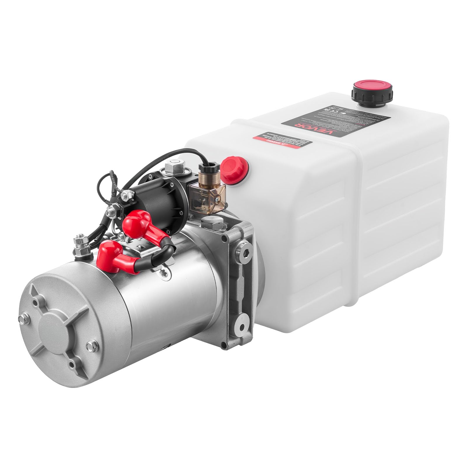 VEVOR Centralina Idraulica Pompa Idraulica per Rimorchio Ribaltabile Azione Singola, Flusso 3,4 L/min, Pressione d'Olio 2320-2900 PSI, 12 V CC con Serbatoio in Plastica per Sollevatore Rimorchio