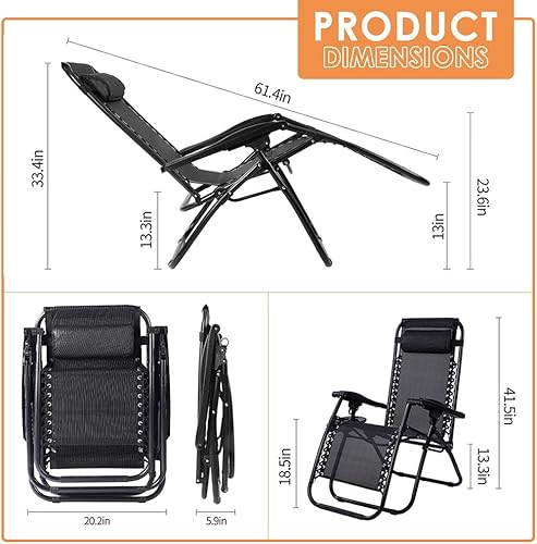 Miniatura 2 de CB COZY BOX CozyBox - Sillón ajustable de gravedad cero con tela de malla de acero silla reclinable con almohada cómoda, bandeja portavasos, y