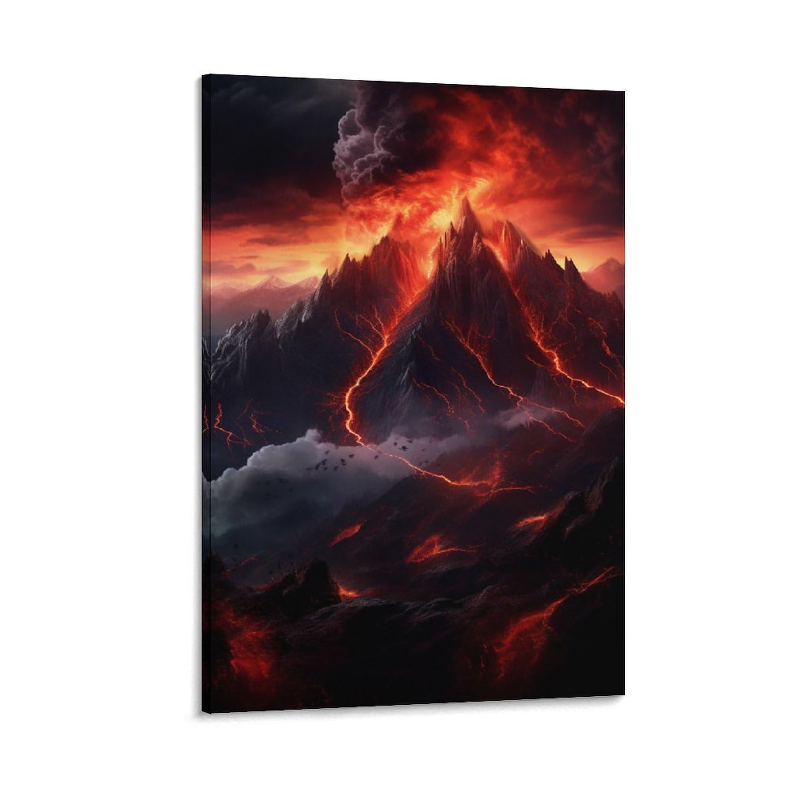 FOCCAR Canvas Wall Art Exploding Volcano Wall Decorations For Living Room Abstract Geography Spectacular Burning Fire Hang Pictures Wall Artwork