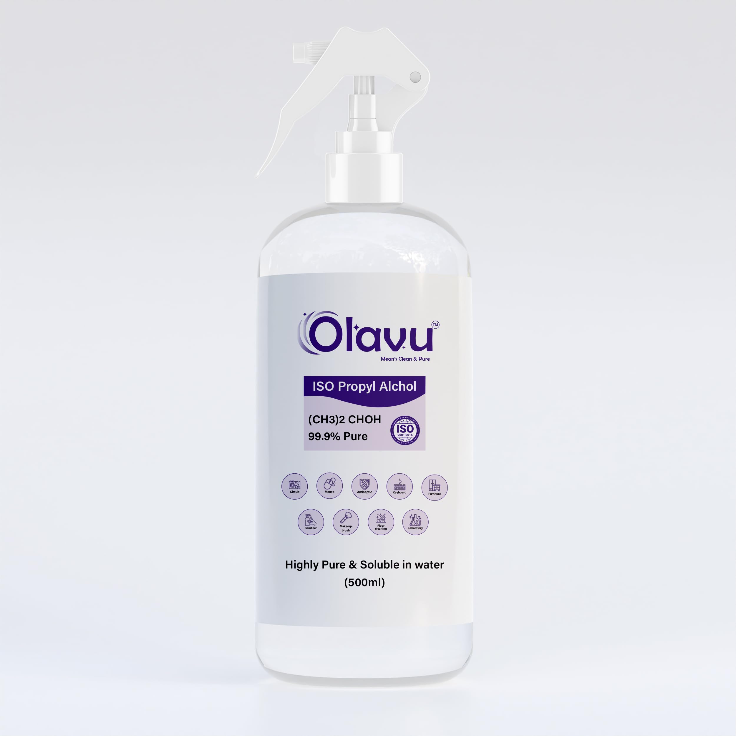 ISO Propyl Alcohol 99.9% Pure (500ml) – Highly Pure & Water Soluble | Multipurpose Antiseptic, Cleaner & Sanitizer Solution Trigger Spray Bottle Pack of 1-image-32