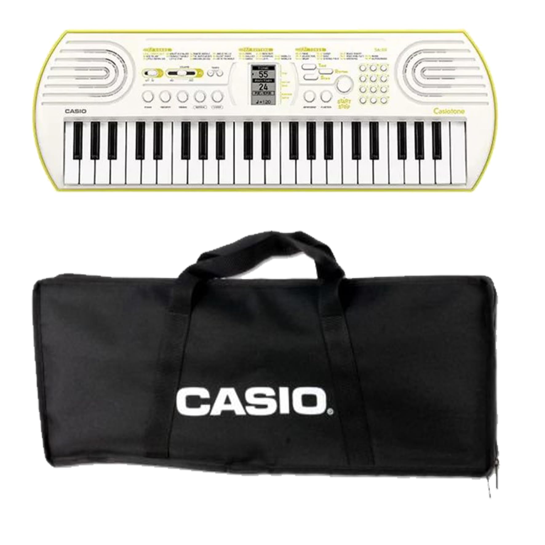 Tastiera Casio SA-80 a 44 Tasti, Bianco/Giallo Limone, con Borsa da Trasporto Nera
