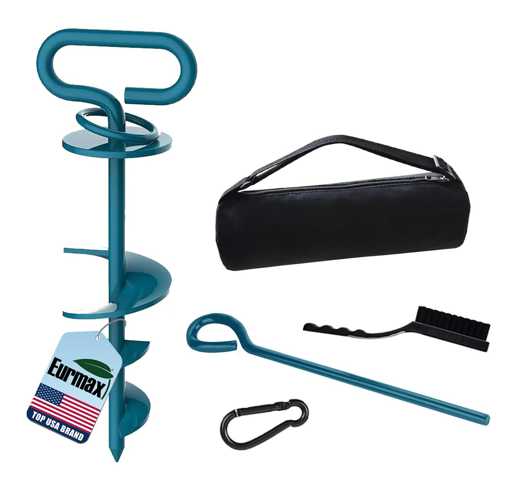 Eurmax USA Heavy Duty Dog Tie Out Stake, No-Tangle In Ground Anchor Runner for Large Dogs up to 210 Lbs - Perfect for Yard, Beach and Camping(Navy Blue)