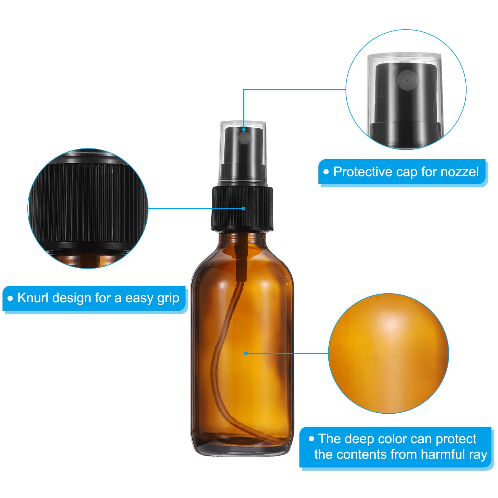 PATIKIL 2oz Flacons Vaporisateurs En Verre, 24pcs Buses Anti-Fuites Vides Pour Solutions De Nettoyage Plantes Cheveux, Marron Noir