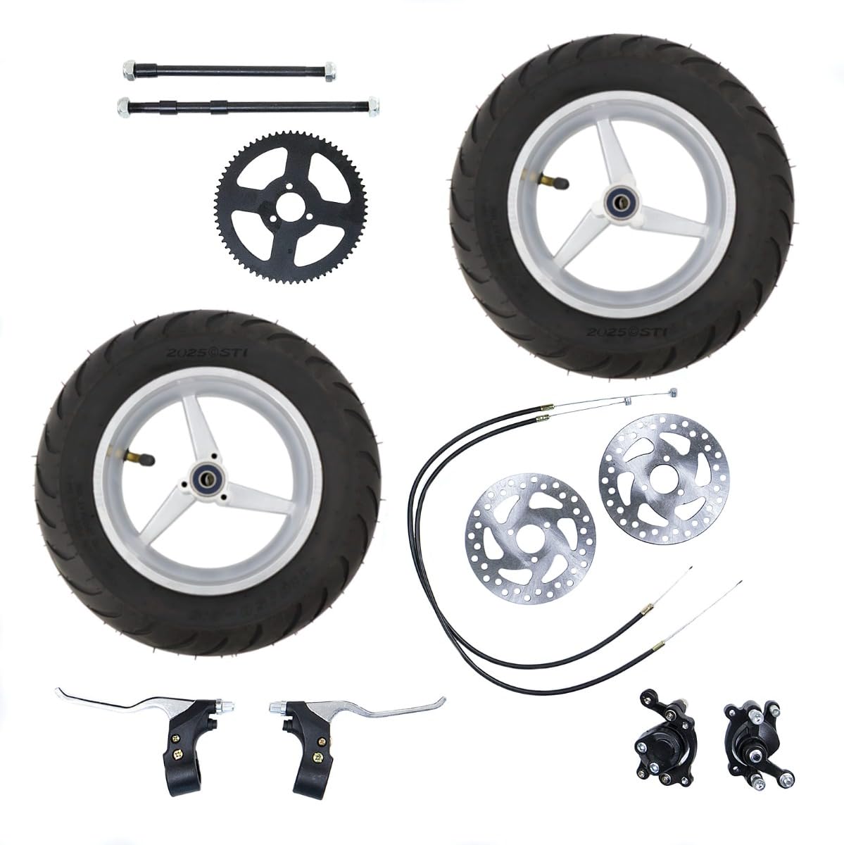 STI Set Gomma Ant+Post Minimoto Motard +cerchi+freni+dischi+leve+cavi Completo