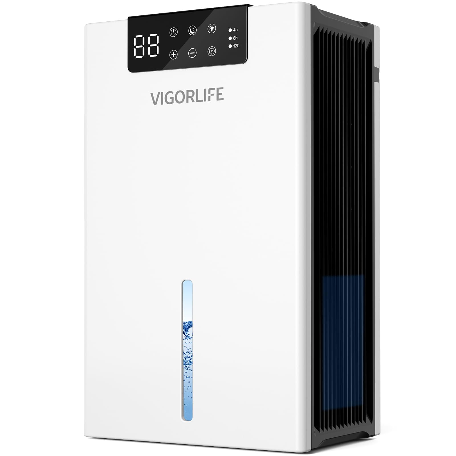 Deumidificatore elettrico, silenzioso, 2800 ml, con sbrinamento automatico, timer e display LED, 7 colori, assorbitore di umidità per casa, guardaroba e ripostiglio (Bianco)