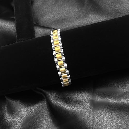 Miniatura 6 de YBMYCM Correa de reloj gruesa para mujer, chapada en oro, impermeable, acero inoxidable, pulsera de eslabones