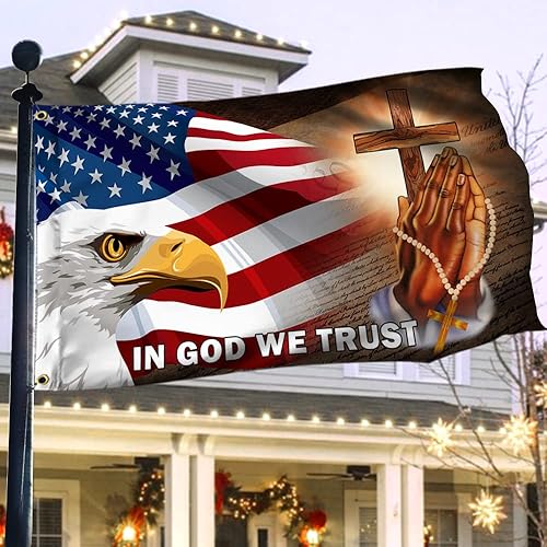 Miniatura 8 de FLAGWIX Banderas estadounidenses patriotas cristianas con águila, decoraciones patrióticas para exterior, hogar y Día de la Independencia, banderas