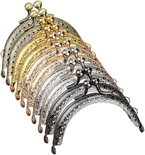 10 piezas de cierre de monedero de 5 colores con cierre de monedero, marco de cierre de beso de 3.3 pulgadas, marco de metal vintage para monedero,