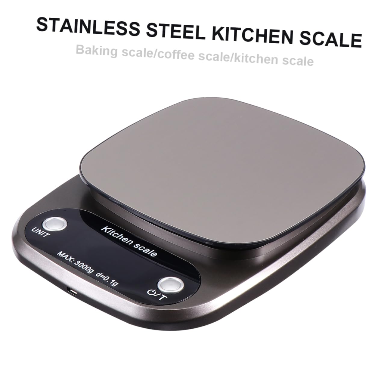 ABOOFAN Digitale Küchenwaage aus Edelstahl 3kg/0,1g Präzise Lcd Anzeige Wiederaufladbar Tragbar für Küchen und Schmuckgebrauch