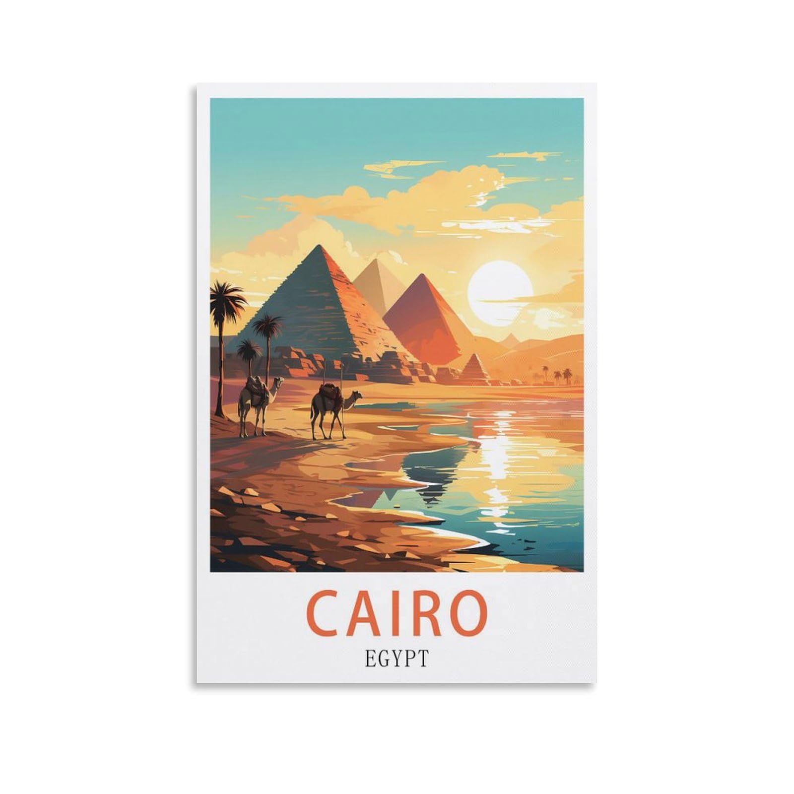 Lhjoiun Unframe-Style Cairo Egypt Vintage Travel Posters 08X12inch(20X30cm) Art Canvas Print For Living Room Bedroom Home Decoration Modern Art