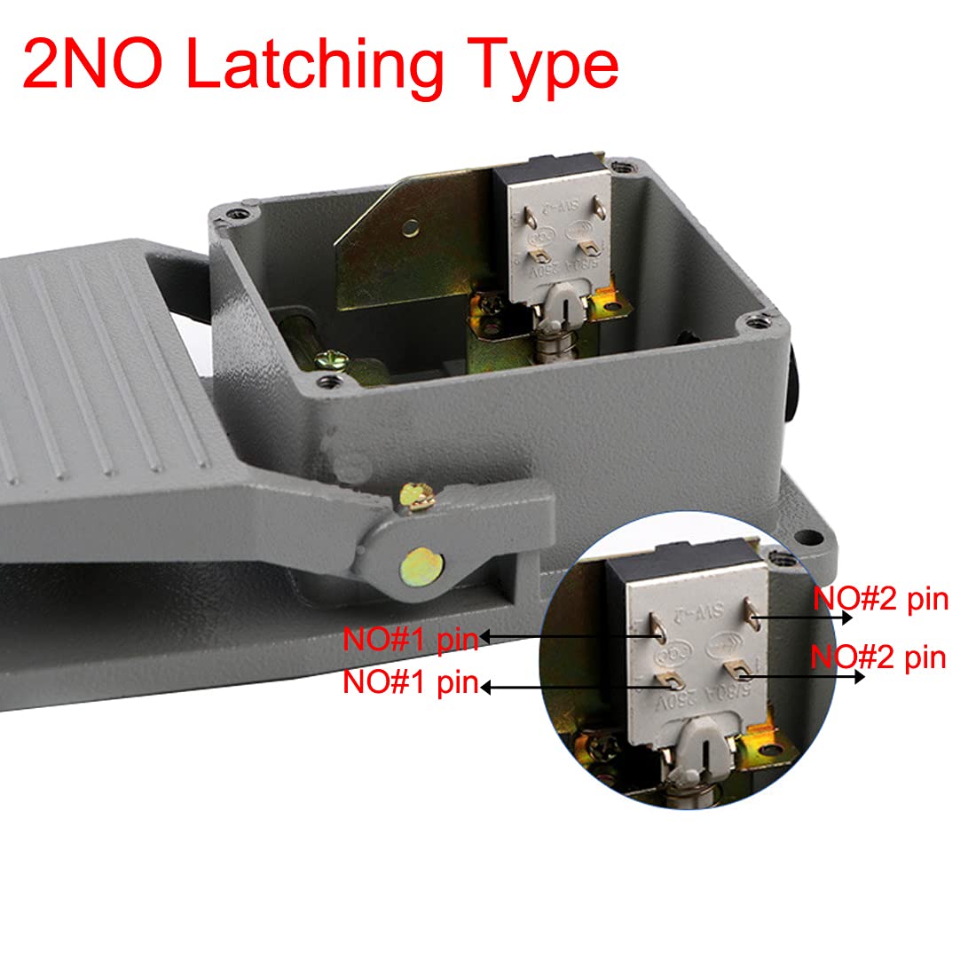 Guuzi 0~380V/15A Métal Résistant Action Maintenue(Pousser Allumé/Pousser éteint) Interrupteur au Pied Interrupteur à Pédale d'alimentation électrique Auto-Verrouillage SPDT NO NC(Jaune)