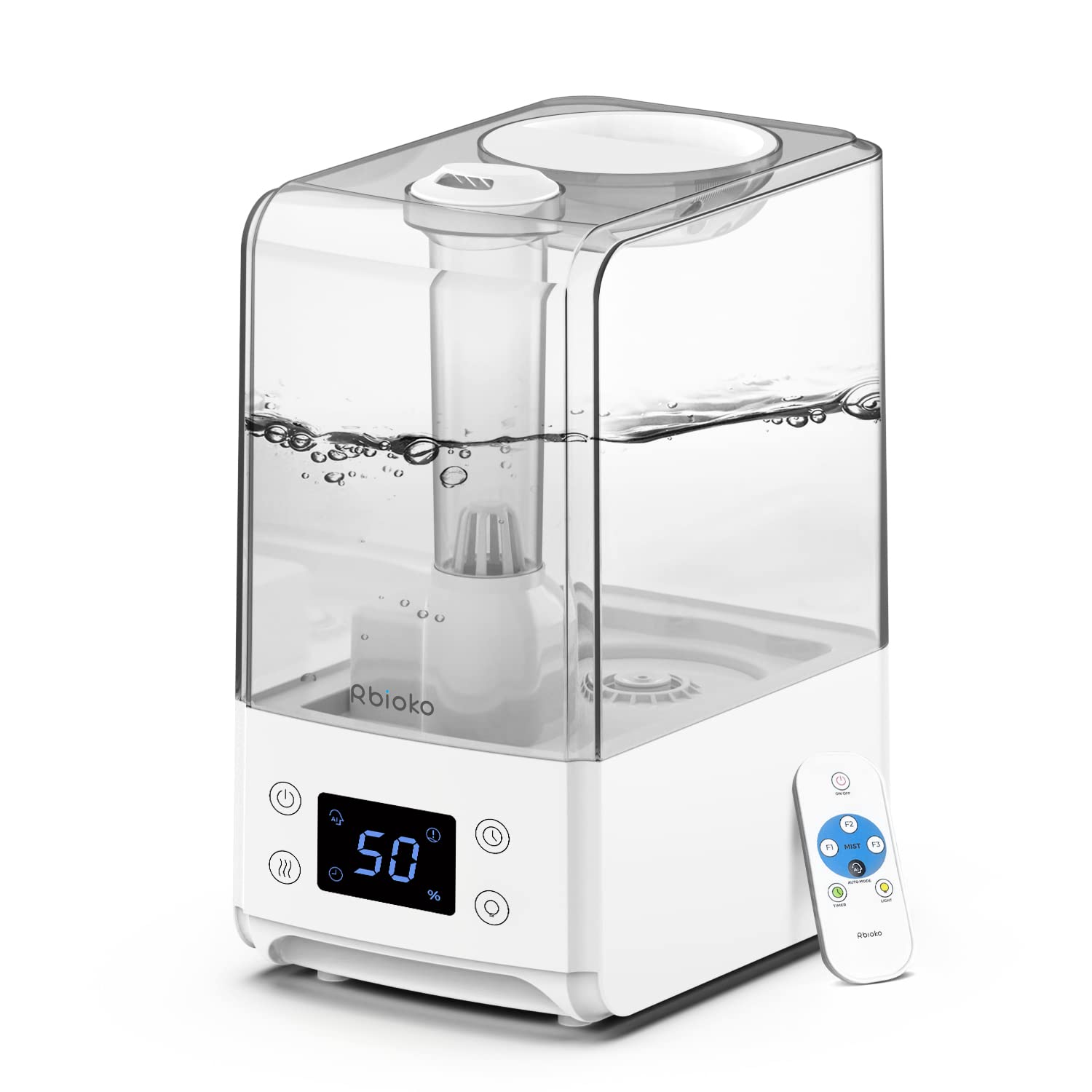 Rbioko® Smart Humidifiers for Large Room Bedroom Home (6.5L), Cool Mist Ultrasonic Vaporizer with Remote Control, Auto Humidify for Baby and Plants, Essential Oil Diffuser with Night Light, Timer