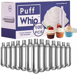 8G Whipped Cream Charger Tank (10x10 Pack), Food Grade Nitrous Oxide Tank,Cartridges for Desserts & Cocktails, Fits with Any Standard Dispensers, Leak Proof Steel
