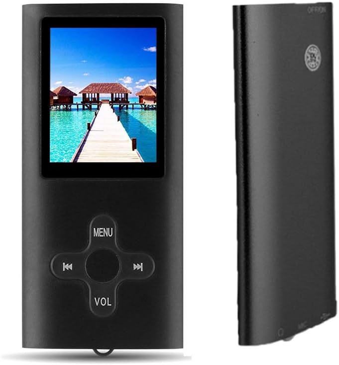 RHDTShop MP3 MP4 Player with a Internal 16GB Card, Ultra Slim 1.7 inch LCD Screen Portable Digital Music Player, Video Player (Carbon Black)