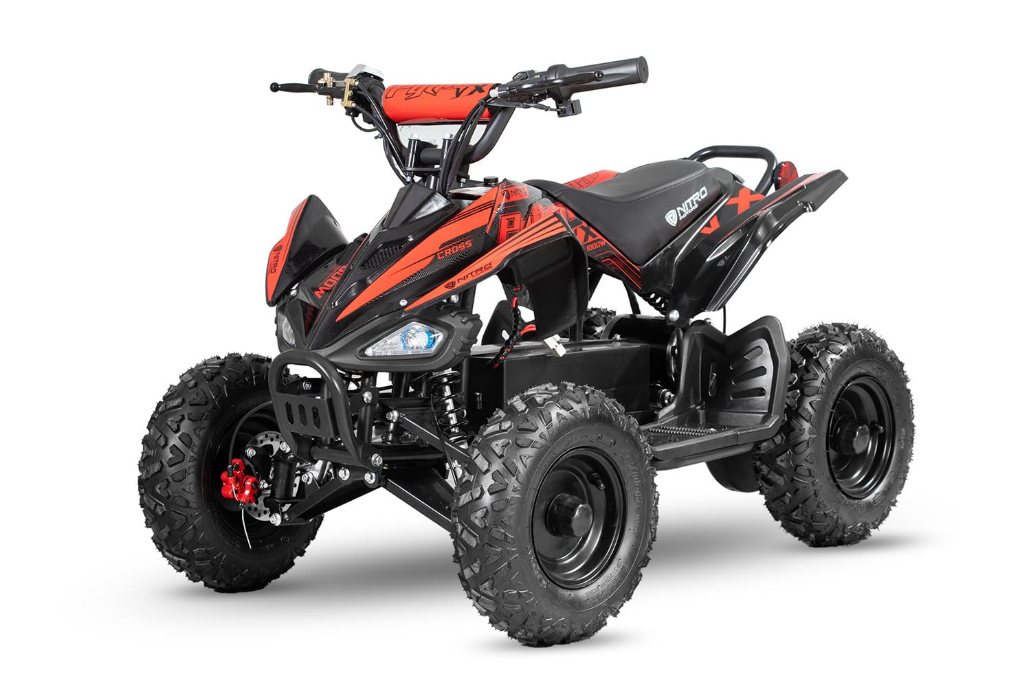 Eco Python Cross 1000W 36V Mini Kinderquad 6 Zoll Elektro Quad LED Drossel Rückwärtsgang Ladeanzeige (Rot)