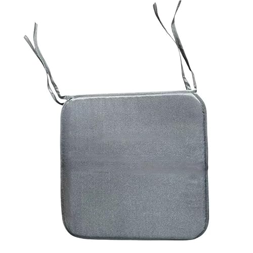 INSAFIANS Pack of 4 Waterproof Chair Seat Pads Comfortable Tie-On Cushions for Dining Patio Kitchen Chairs Outdoor Seating (Grey)