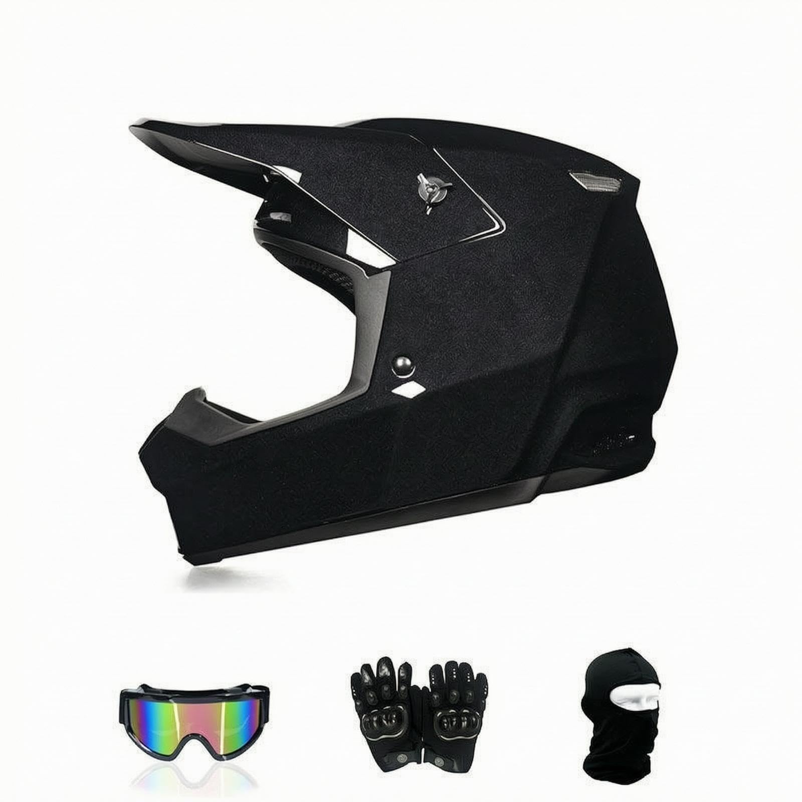 Bike Helmet with Goggles Unpaved Full-Coverage Helmet with Visor DOT Certified for Teens, Kids, Motocross, Trail Riding 2XL Glsy Black W 3PC Set-image-48