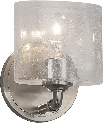 FSN-8467-30-SEED-NCKL Bronx aplique de pared, 8.75 pulgadas de alto x 6.5 pulgadas de ancho x 4 pulgadas, níquel cepillado