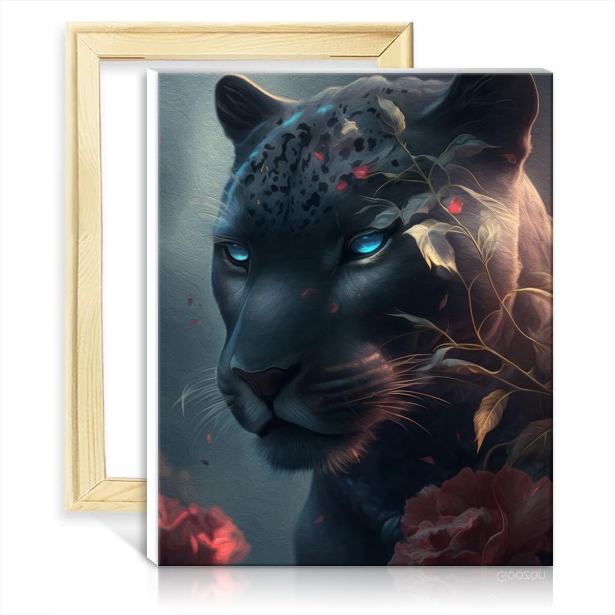 TANGFEIY on Canvas Paint by Numbers Black Panther DIY Oil Painting by Numbers Canvas Crafts with Brushes and Acrylic Pigment on Canvas for Home Decor DIY Frame(30x40cm) โ image 1