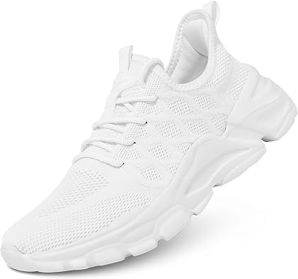 Mens Running Shoes Mesh Lightweight Walking Tennis Sneaker Slip-on Breathable Casual Work Shoes Soft Sole