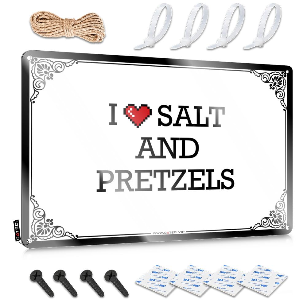Funny Wall Art Man Cave Decor Vintage Style | I Love Salt And Pretzels Americana Essentials Home Decor(30X40CM)