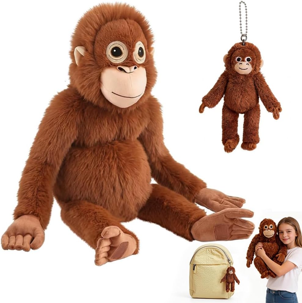 Punch Monkey Pl schtier 66 & 20 cm Gro er Orang-Utan mit Pp-Baumwolle Gef Llt Realistisches Waschbar Affen Kuscheltier Punch Orang Utan Kuscheltier f r Erwachsene und Kinder