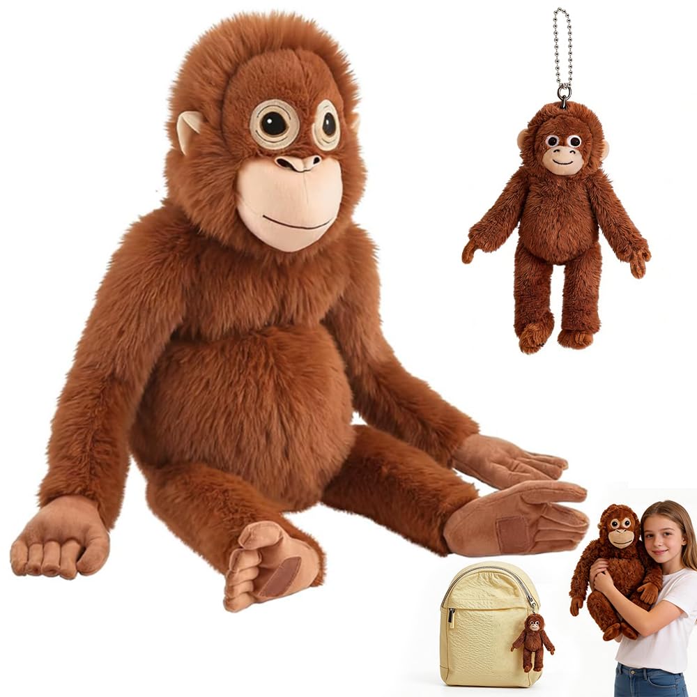 Afenau Punch Monkey Plush Toys, 18cm Mini Hanging Monkey + 66cm Large Orangutan Soft Toy, Soft and Huggable Orangutan Plush, Washable Monkey Punch Gift for Teens, Adults