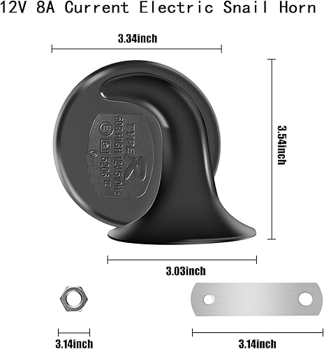 Miniatura 10 de Bocina de aire, bocina de barco súper ruidosa de 130 DB, 12 V, impermeable, cuerno de caracol eléctrico, bocina de tren para camiones, motocicletas,