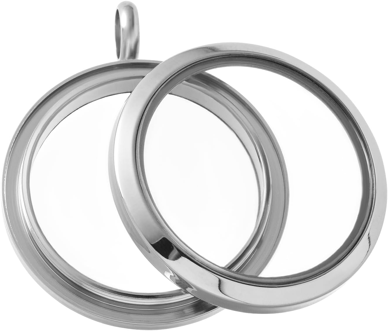 FM FM42 Stainless Steel 30mm/1.18" Diameter Glass Locket Pendant Charm, Pack of 4 - Image 4