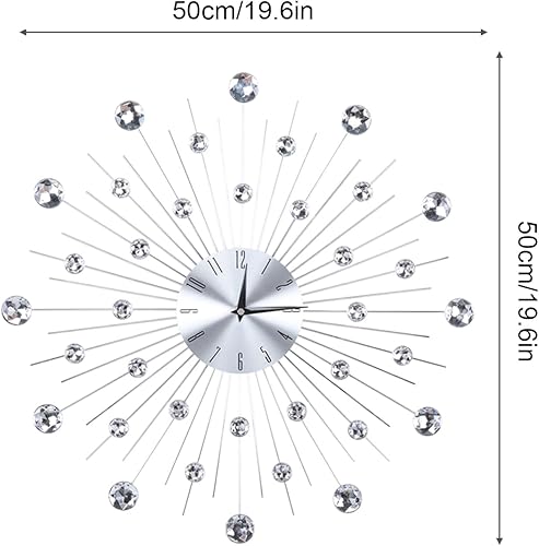 Miniatura 4 de Keenso Reloj de pared plateado metálico brillante, 20.1 x 20.1 x 2.0 in, resistente a la decoloración, requiere 1 batería AA, fácil de leer, buena