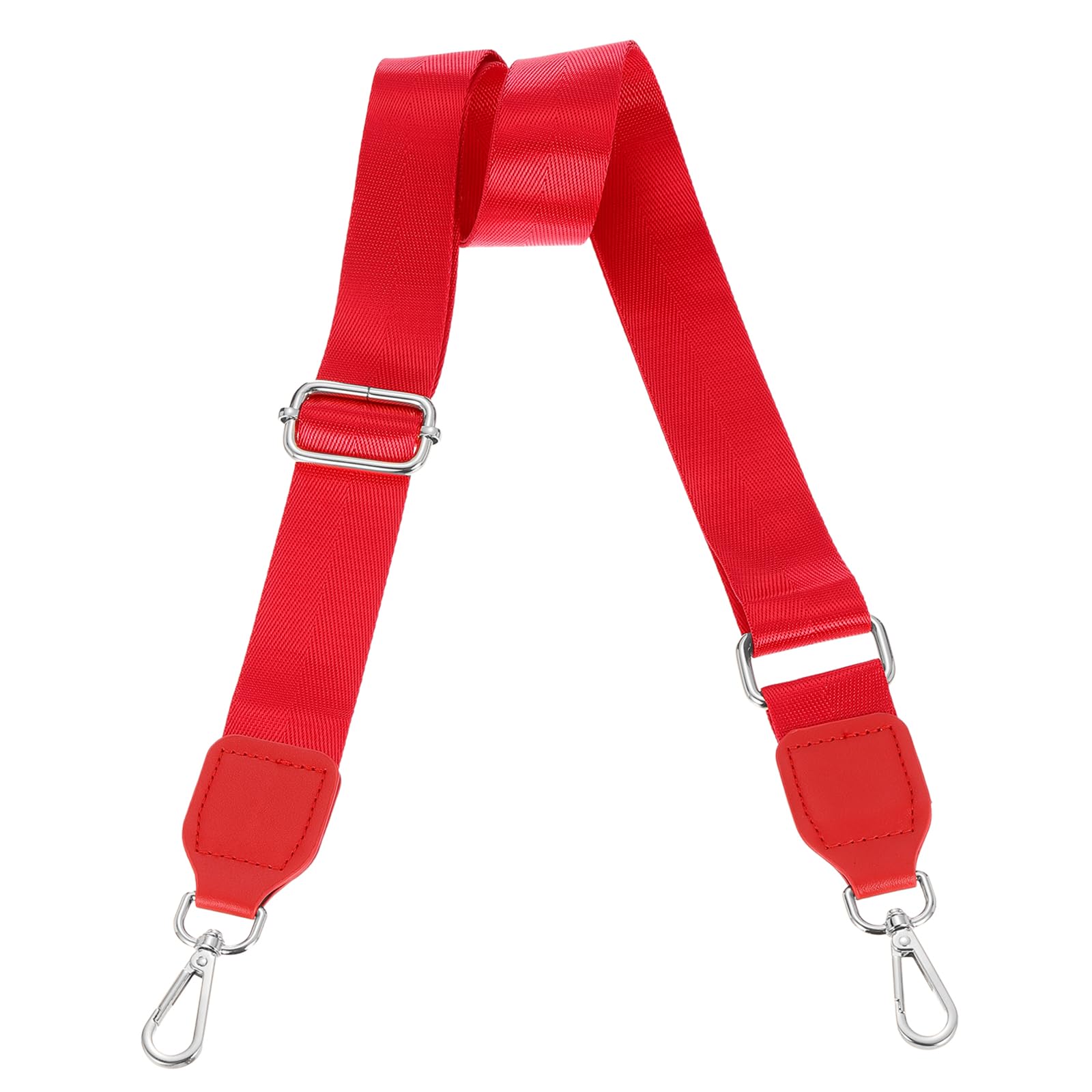 uxcell Wide Shoulder Strap, 3.8cm Adjustable Purse Strap Replacement Crossbody Strap for Shoulder Bag Handbag, Red, Silver Square Mouth Buckle