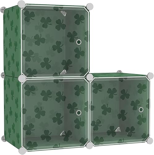 Miniatura 17 de C&AHOME Organizador de almacenamiento en cubos con puertas, estantes de 6 cubos, estantería modular de plástico para bricolaje, estantería de