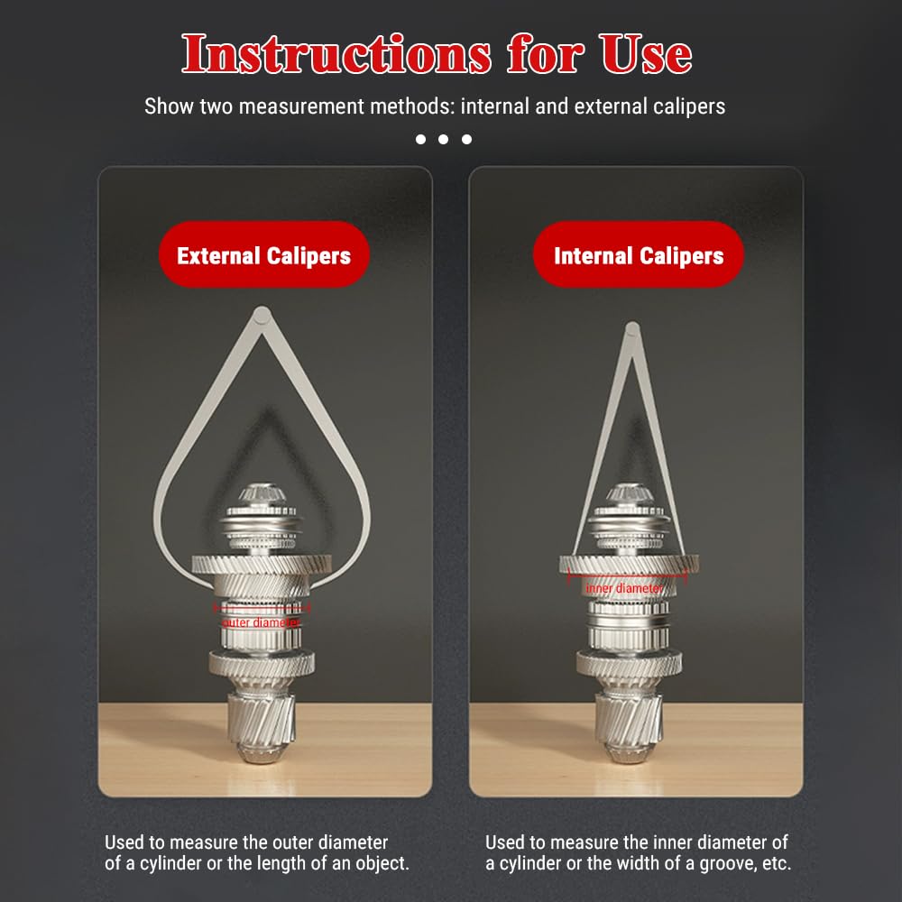Calibri Interni Esterni, 2 pezzi 6 pollici Joint Calibro in Acciaio Inox, Macchinista Compassi Set Esterno Interno Combinazione Pinze Misura Tool Set, per Misurare Parti con Requisiti Inferior