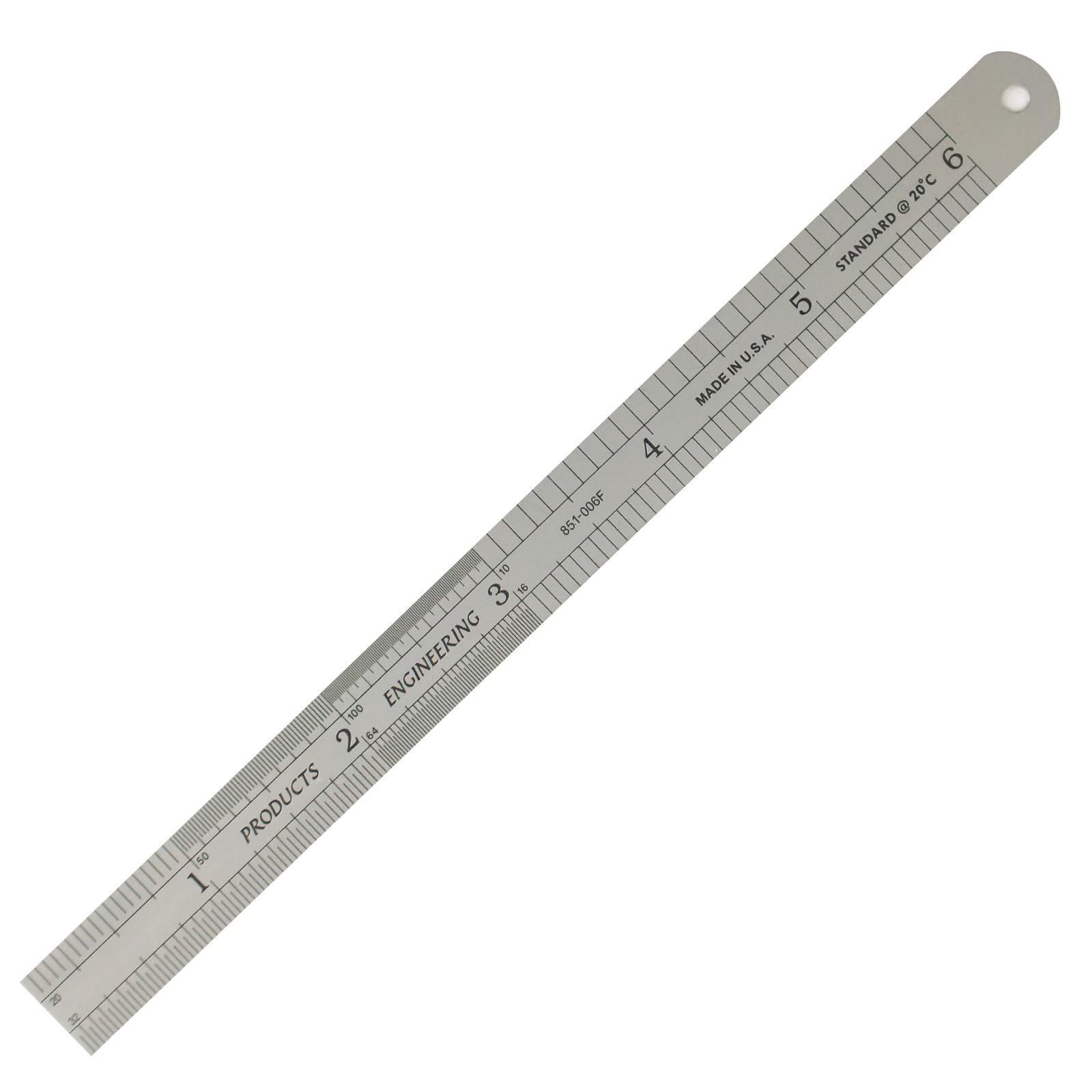 PEC Tools 6" (150mm) Mechanic's Ruler, 1/16", 1/32", 1/64", 1/10", 1/20", 1/50", 1/100", 1.0mm, 0.5mm, 1/50" Thick X 1/2" Wide, Round End Flexible